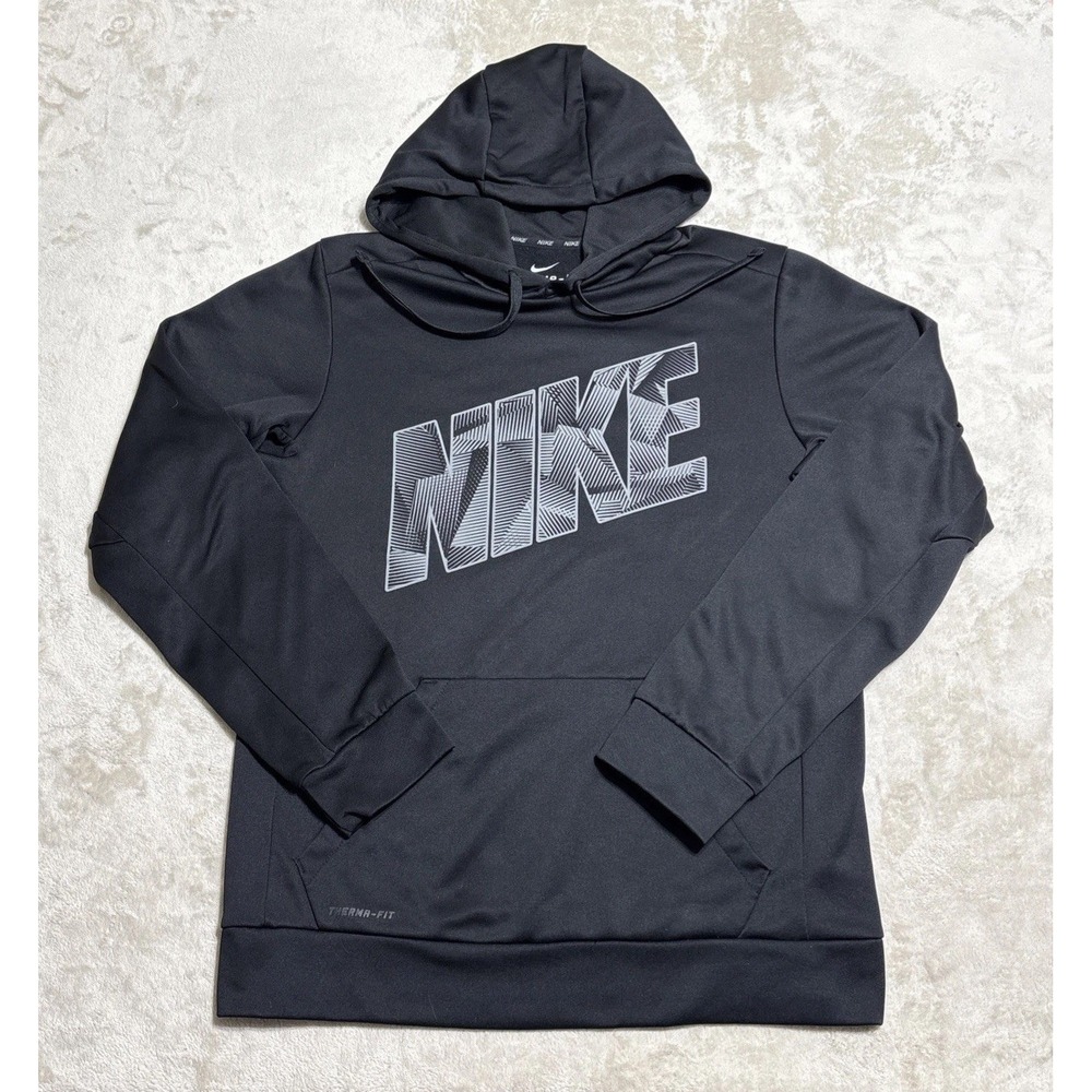 Nike Thermafit Hoodie Men's Size Small Black Sweatshirt Thermal Pullover